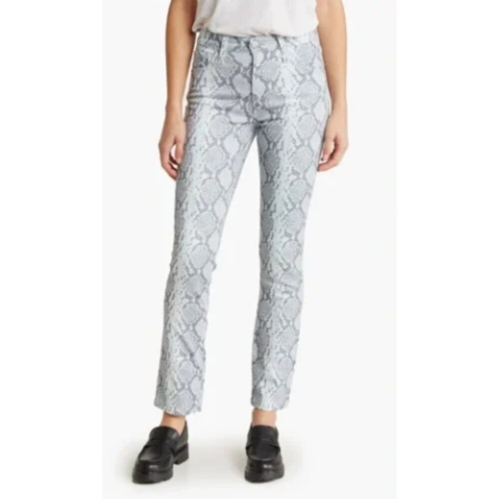 AG Adriano Goldschmied The Mari Snake Print High-Waist Straight Jeans SZ 27 NWT